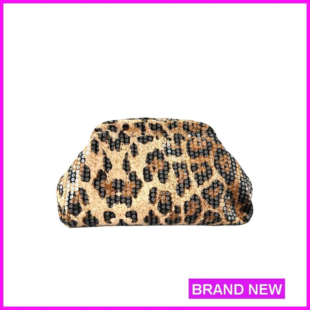 Vintage Sequin Leopard Evening Clutch Bag Y2K Party Purse
